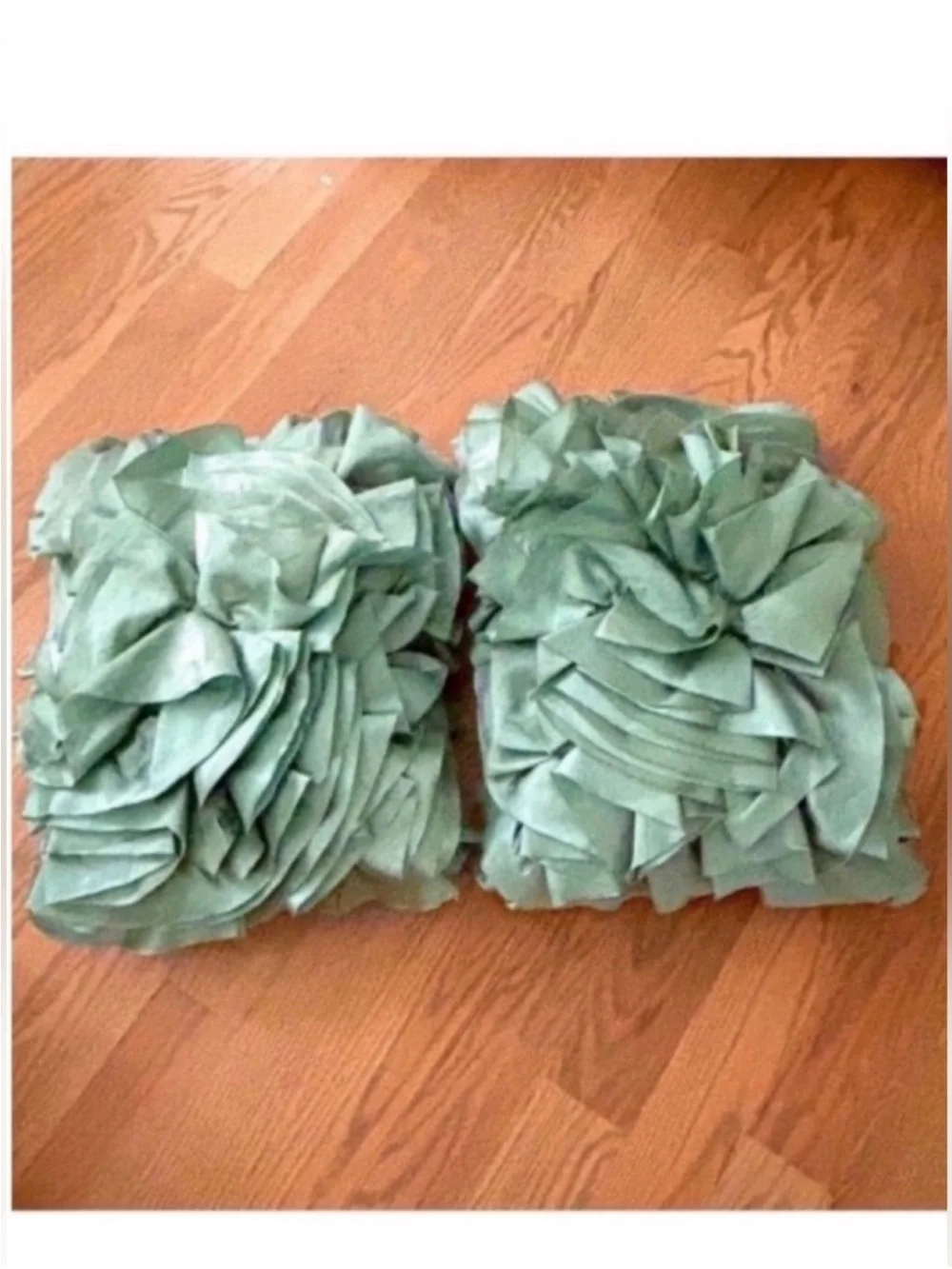 Zgallerie Aquamarine Teal Satin Rose Rectangle Throw Pillows Set of 2 Like New